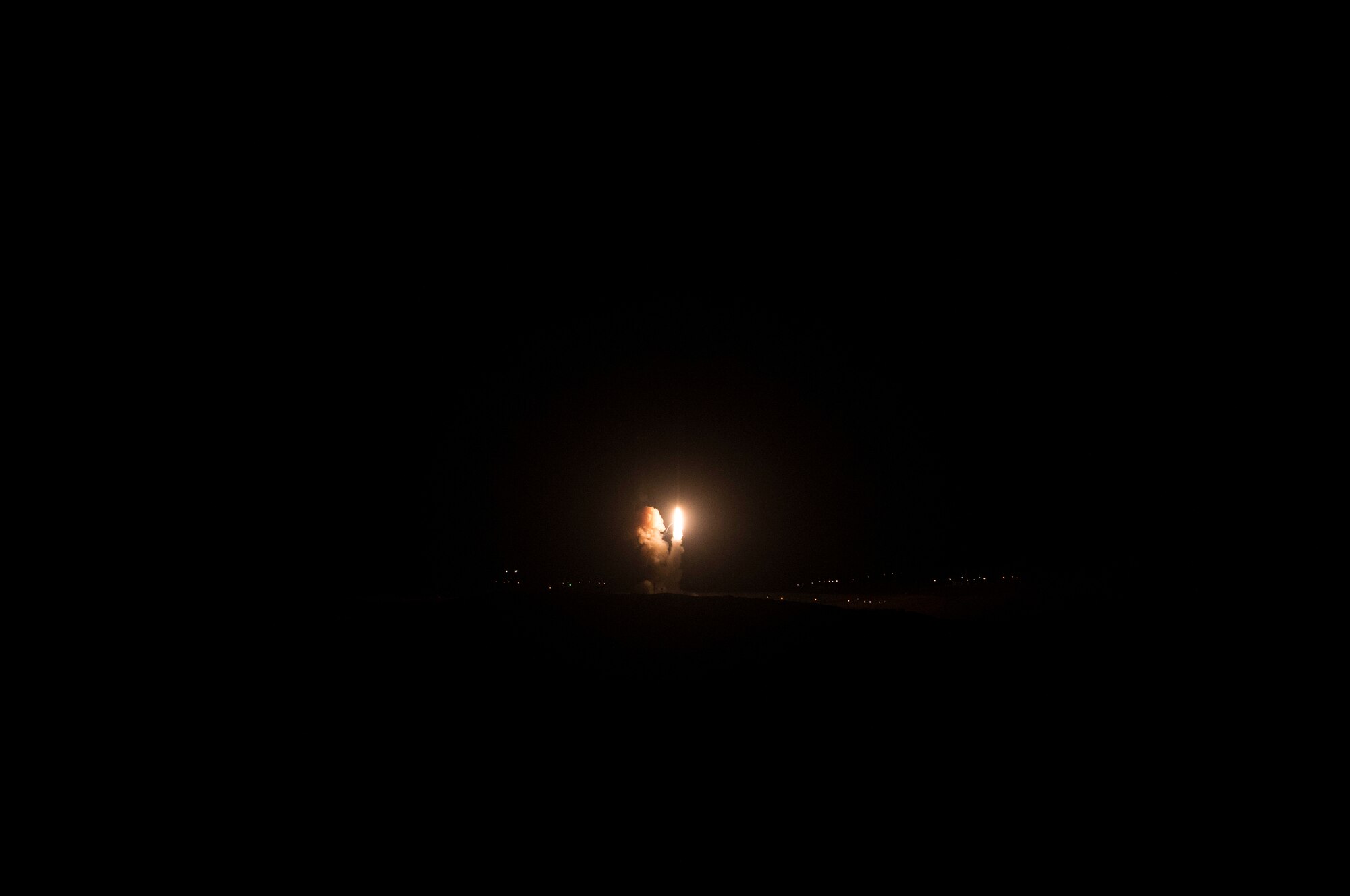 An unarmed Minuteman III intercontinental ballistic missile launches during an operational test at 1:13 a.m. Pacific Time Oct. 2, 2019, at Vandenberg Air Force Base, Calif. (U.S. Air Force photo by Airman 1st Class Hanah Abercrombie)