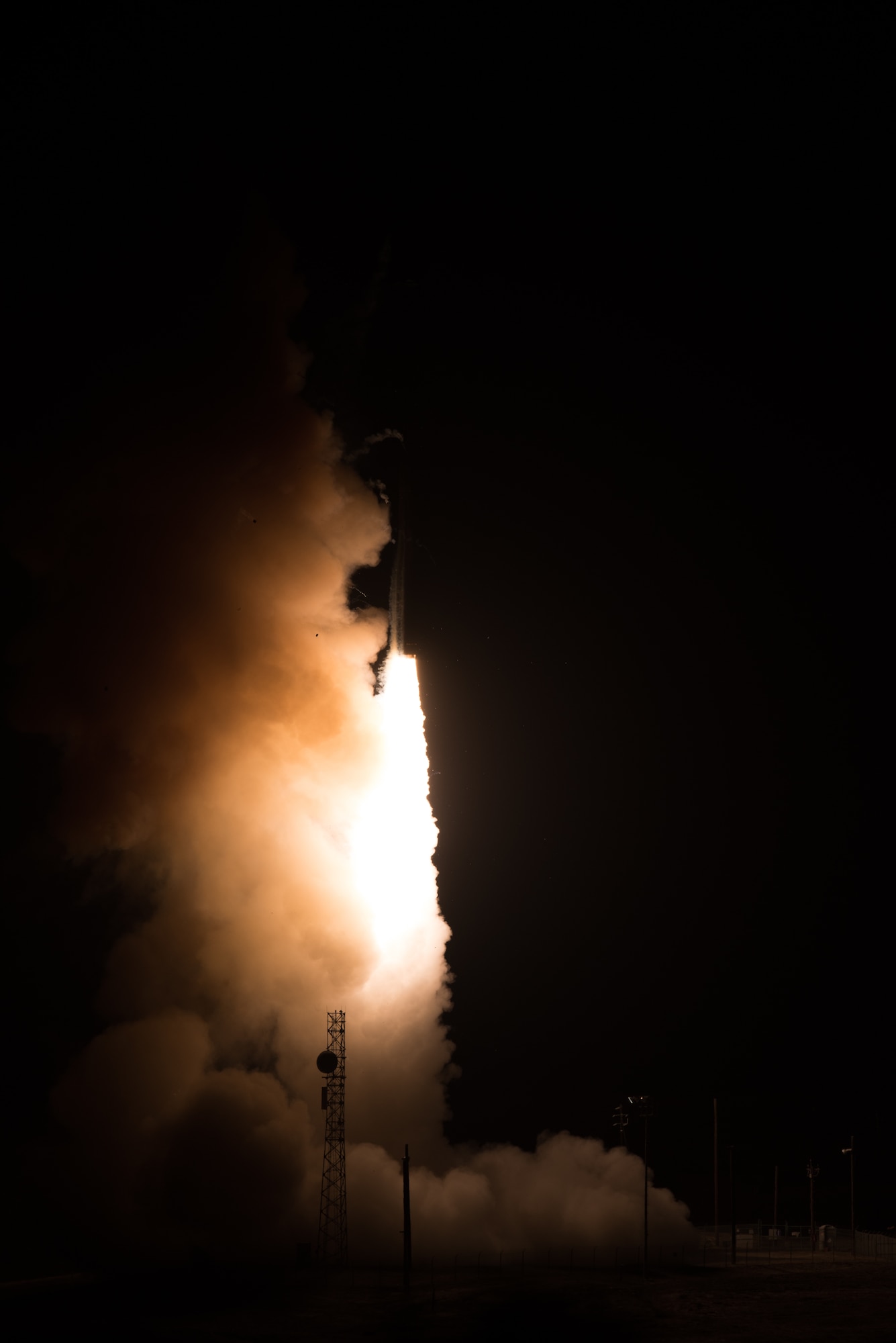 An unarmed Minuteman III intercontinental ballistic missile launches during an operational test at 1:13 a.m. Pacific Time Oct. 2, 2019, at Vandenberg Air Force Base, Calif. (U.S. Air Force photo by Michael Peterson)