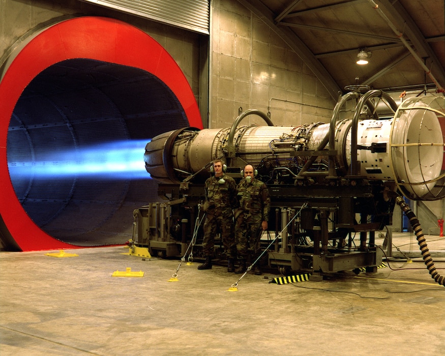 F-16 Jet Engine on Test Stand at Buckley AFB, CO.