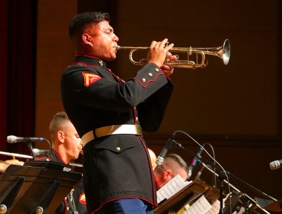 U.S. Marine Corps Musicians from the Marine Jazz Orchestra perform a concert at Texas Christian University in Fort Worth, Texas, Sept. 23, 2019. The performance was conducted to highlight the talents of Marine Musicians and inspire young musicians to serve their nation as Marine Musicians.