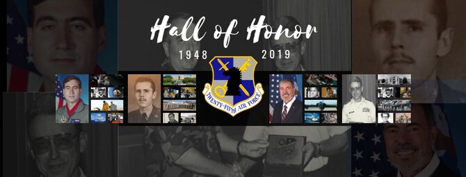 Each year, Twenty-Fifth Air Force has honored exceptional Airmen from the organization’s past. This year, four distinguished Airmen will be inducted in to the Hall of Honor during a ceremony at Joint Base San Antonio-Lackland, Texas, Oct. 4, 2019. (From left to right) Retired Col. Gregory A. Roman, Retired Master Sgt. Horace “Joe” Bissett, Retired Senior Executive Service Gregory C. Radabaugh, and Retired Chief Master Sgt. Dennis L. Rassmussen. (U.S. Air Force graphic by Sharon Singleton)