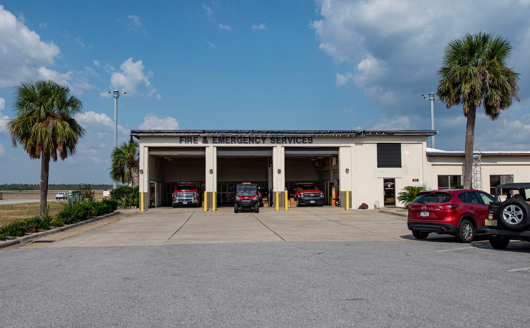 Airmen assigned to the 325th Civil Engineer Squadron Fire Emergency Services unload boxes Oct. 1, 2019 in their facility on base. The 325th CES is preparing for Fire Prevention Week where they’ll educate Airmen on smoke alarm testing, escape planning, exit drills, emergency reporting and safe cooking practices. (U.S. Air Force photo by Airman 1st Class Bailee A. Darbasie)
