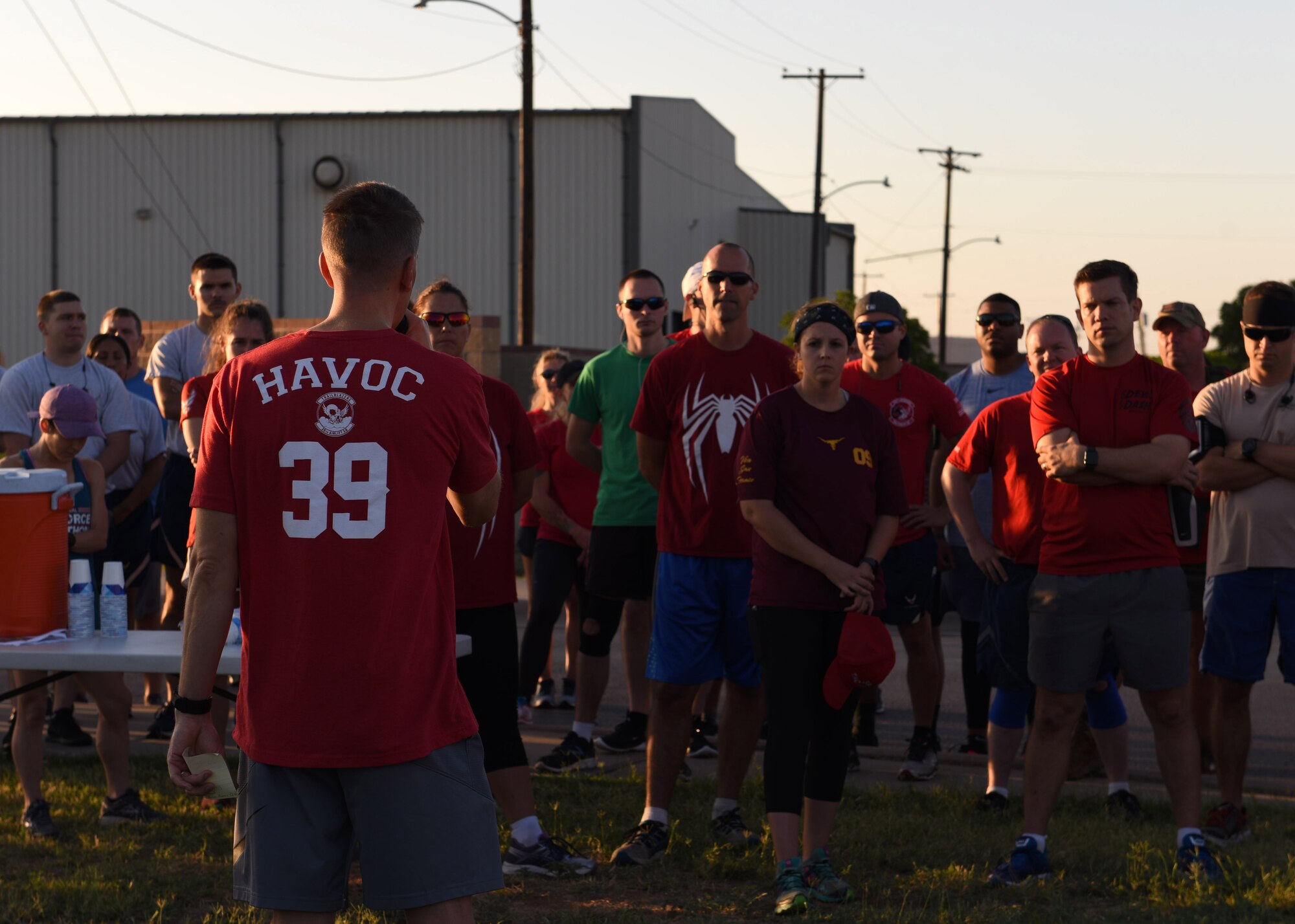 Airmen assigned to Dyess Air Force Base, Texas, gather for the TORQE 62 Memorial Run Oct. 2, 2019.