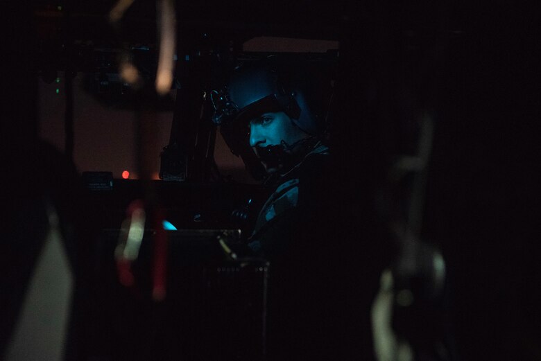 U.S. Air Force Capt. Jordan Barbitta, 33rd Rescue Squadron copilot, performs preflight safety inspection Sept. 18, 2019, at Kadena Air Base, Japan. The 33rd RQS specializes in rescuing personnel from hostile or austere situations. (U.S. Air Force photo by Senior Airman Rhett Isbell)