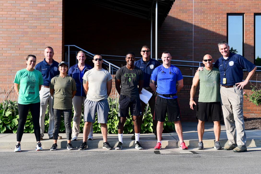 Members of the 911th Airlift Wing prepare for a 3K fun run at the Pittsburgh International Airport Air Reserve Station, Pennsylvania, September 7, 2019. The 3K kicked off the base's annual Diamond Day, an morale event put on by the base's first sergeants. (U.S. Air Force photo by Staff Sgt. Beth Kobily)