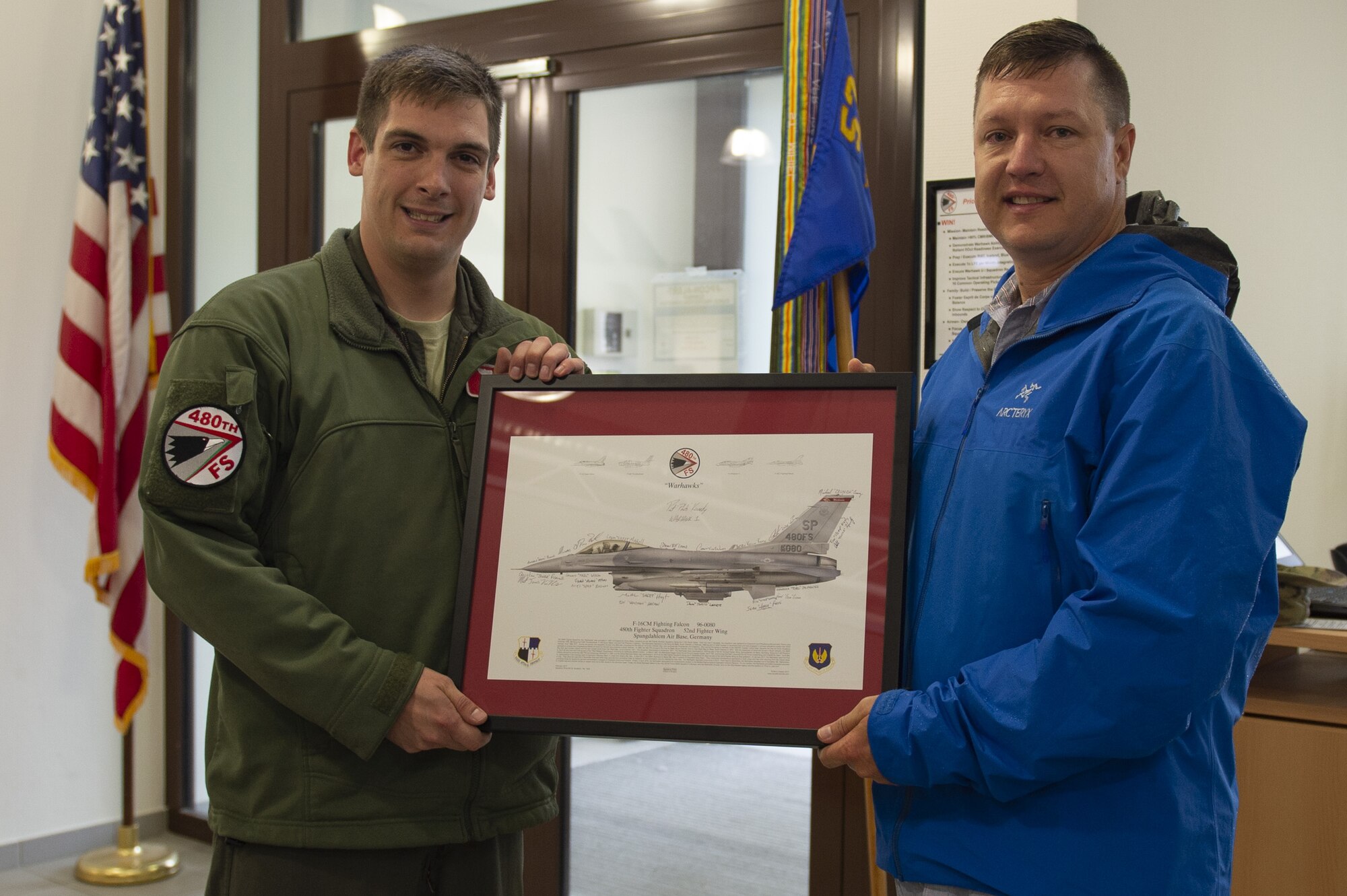 The Alcorn family visited the 52nd Fighter Wing touring the 480th FS, an F-16 Fighting Falcon and a memorial site that honored his late father and other members from the 52nd FW that made the ultimate sacrifice.