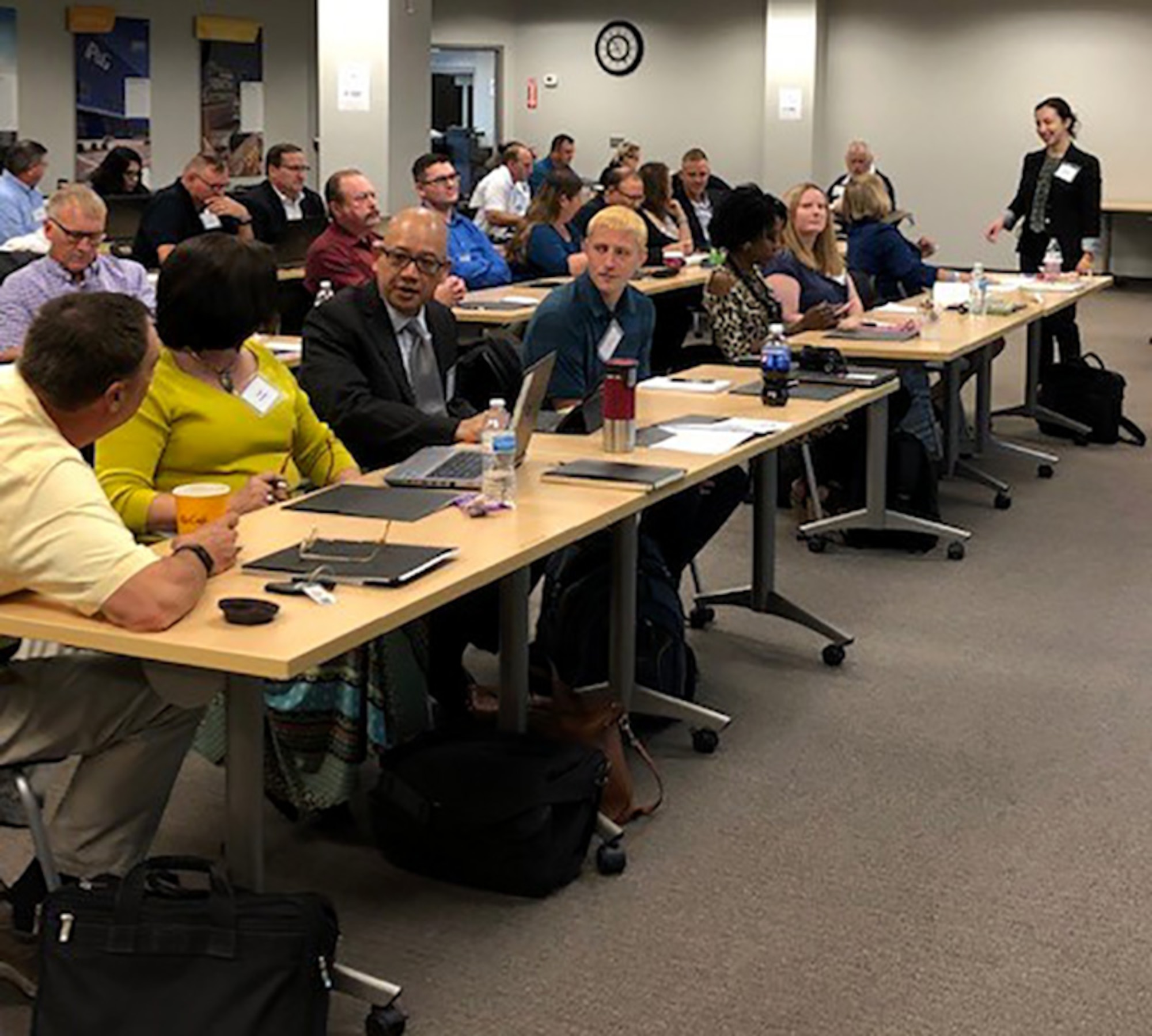 Brou Gautier, Chief, Air Force Continuous Process Improvement Division, discussed with attendees how to improve skill, how important it is to be involved in mentorship and where the future is headed for AFMC and the Air Force at Wright-Patterson Air Force Base, October 4 2019.  (U.S. Air Force photo)