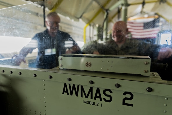 Jack Blackhurst, the executive director for the Air Force Research Laboratory in Dayton, Ohio, and (Ret) Col. Joe Zeis, the senior advisor for Aerospace and Defense Office of Governor Mike Dewine, visited Youngstown Air Reserve Station to see the 910th Airlift Wing’s Modular Aerial Spray Systems, Sep. 30, 2019.