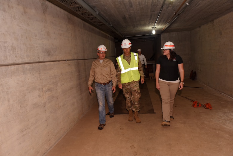 Jody Craig, Power Plant superintendent, and Loren McDonald, Hydropower Rehabilitation Program manager, lead Maj. Gen. Robert F. Whittle, U.S. Army Corps of Engineers Great Lakes and Ohio River Division commanding general, on a tour of the Center Hill Dam Power Plant in Lancaster, Tenn., Oct. 2, 2019. The project is operated and maintained by the Nashville District. (USACE photo by Lee Roberts)