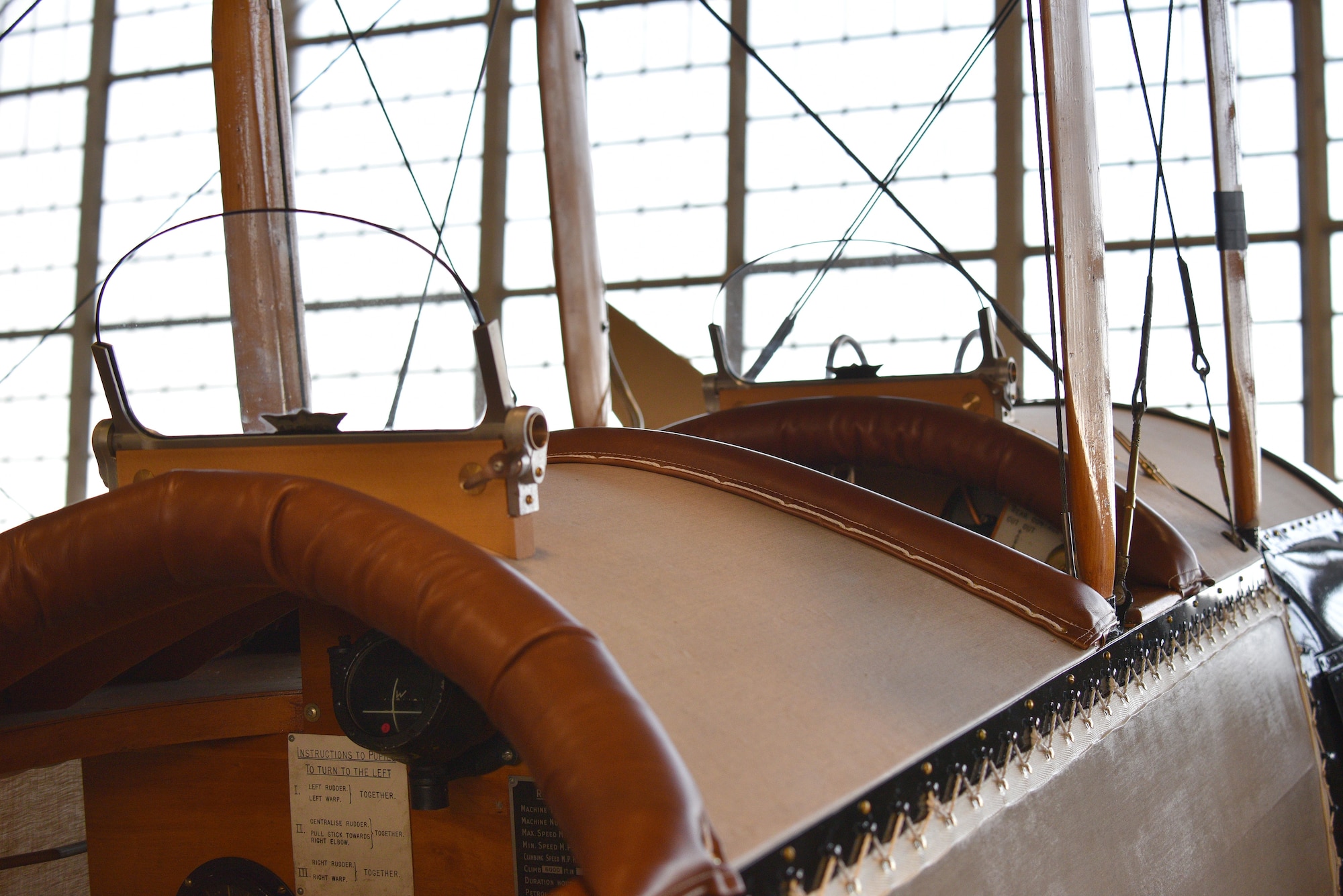 View of biplane cockpits during restoration.