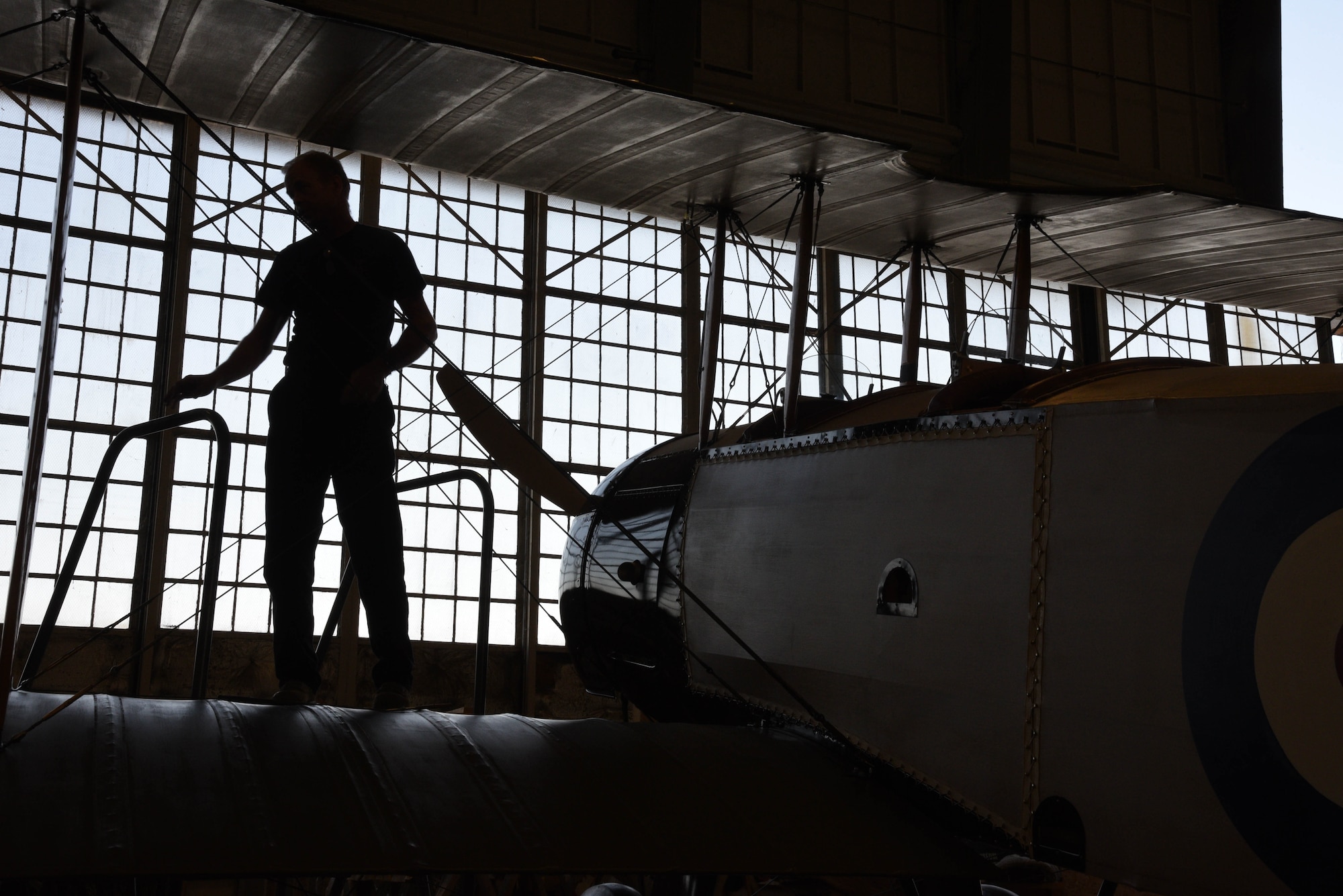 View of biplane during restoration.