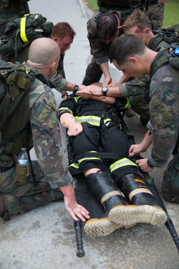 Marine Raiders participate in the land navigation portion of the annual Marine Forces Special Operations

Command 2019 Marine Raider Competition on Marine Corps Base Camp Lejeune, N.C., June 12, 2019. The

competition fostered camaraderie and tested participants’ operational capabilities consistent with special operations

missions through a rigorous evolution of events and to honor Marine Raider heritage. The competition consisted

of six teams of six participants hailing from 1st Marine Raider Battalion, 2nd Marine Raider Battalion, 3rd Marine

Raider Battalion, Marine Raider Training Center and 2nd Marine Reconnaissance Battalion.