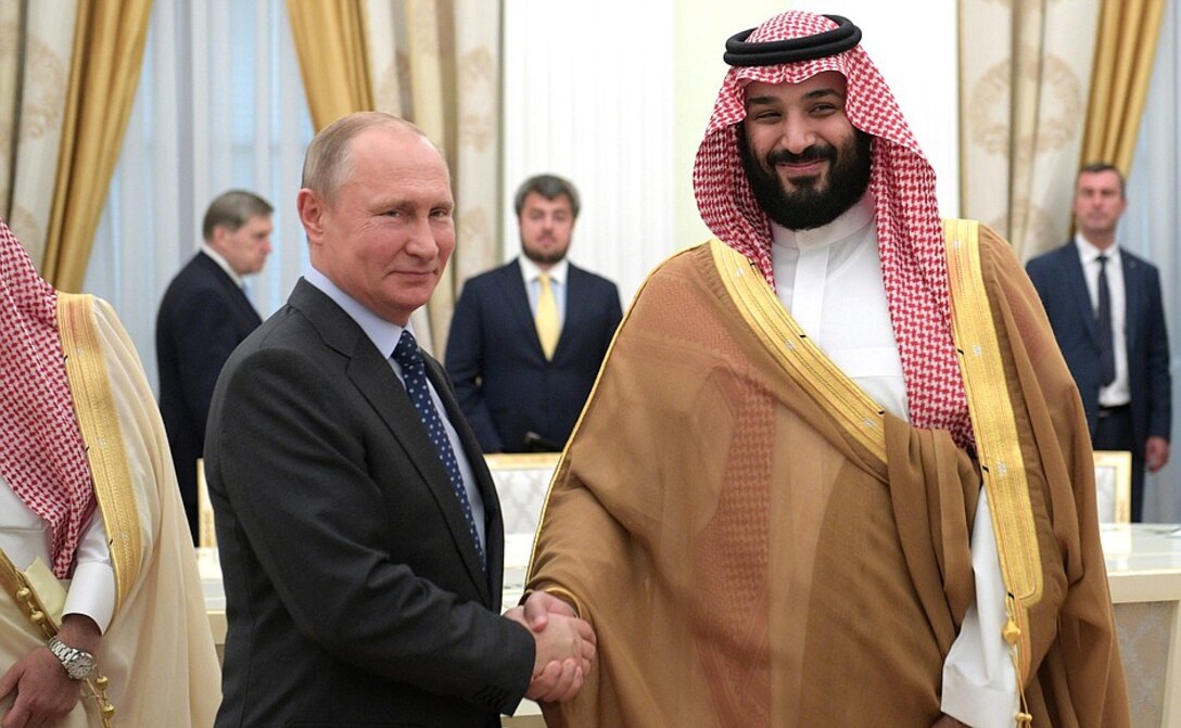 Vladimir Putin with Crown Prince and Defence Minister of Saudi Arabia Mohammad bin Salman Al Saud.