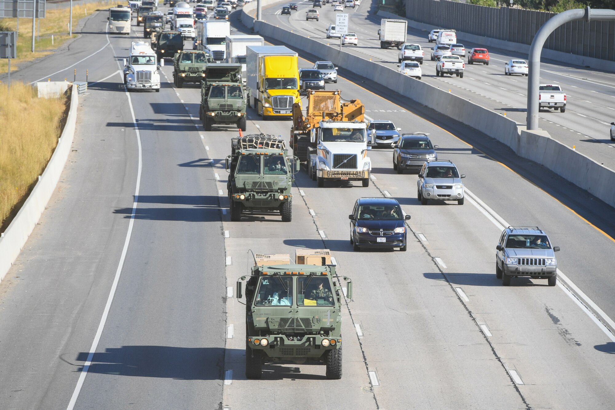 Airmen from 729th Air Control Squadron convoy from Hill Air Force Base, Utah, to Wendover Field, Utah, Sept. 18, 2019, to participate the squadron’s annual Raging Bull exercise. (U.S. Air Force photo by Cynthia Griggs)