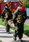 District of Columbia Firefighters check their oxygen tanks during Capital Shield 19, on Fort McNair, District of Columbia, Sep. 4, 2019. Capital Shield is an exercise to train and prepare emergency responders in the National Capital Region for chemical exposure and response. (U.S. Marine Corps photo by Lance Cpl. Sarah N. Petrock)