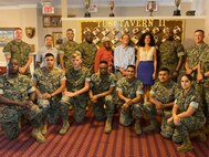 Marine Corps Logistics Base Albany held its annual Hispanic Heritage Month observance luncheon at the Clubs of Dubber's Oak, Oct. 3. Barbara Rivera Holmes, President and CEO, Albany Area Chamber of Commerce, served as the guest speaker. (U.S. Marine Corps photo by Pamela Jackson)