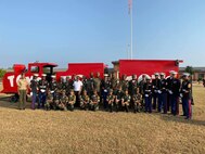 Marines, young Marines and the Salvation Army kicked off the 2019 Toys for Tots Drive aboard Marine Corps Logistics Base Albany, Oct. 1. Toys for Tots, established in 1947, is a program run by the Marine Corps Reserves, and provides toys to children from low income families. (U.S. Marine Corps photo by Pamela Jackson)