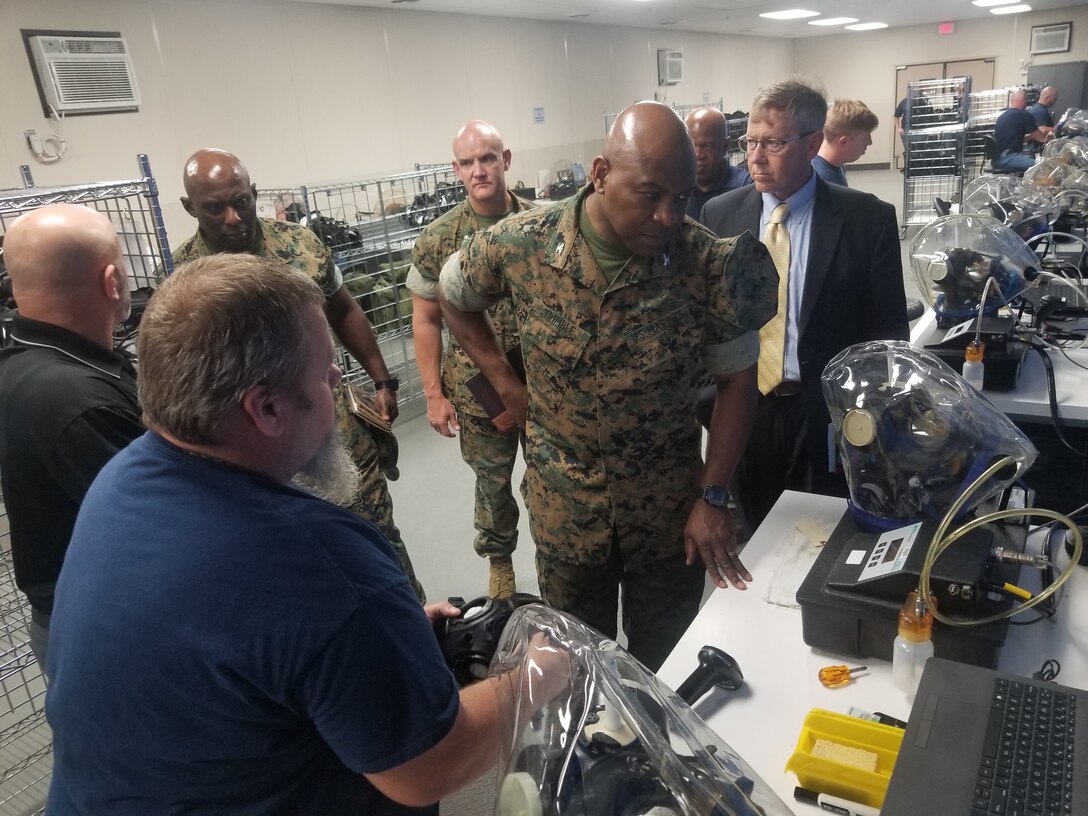 Marine Corps Logistics Base Albany command leadership visited the Joint Enterprise Fielding & Surveillance Facility (JEFS) in Albany, Georgia, Sept. 18. (U.S. Marine Corps photo by Marvin Thomas)