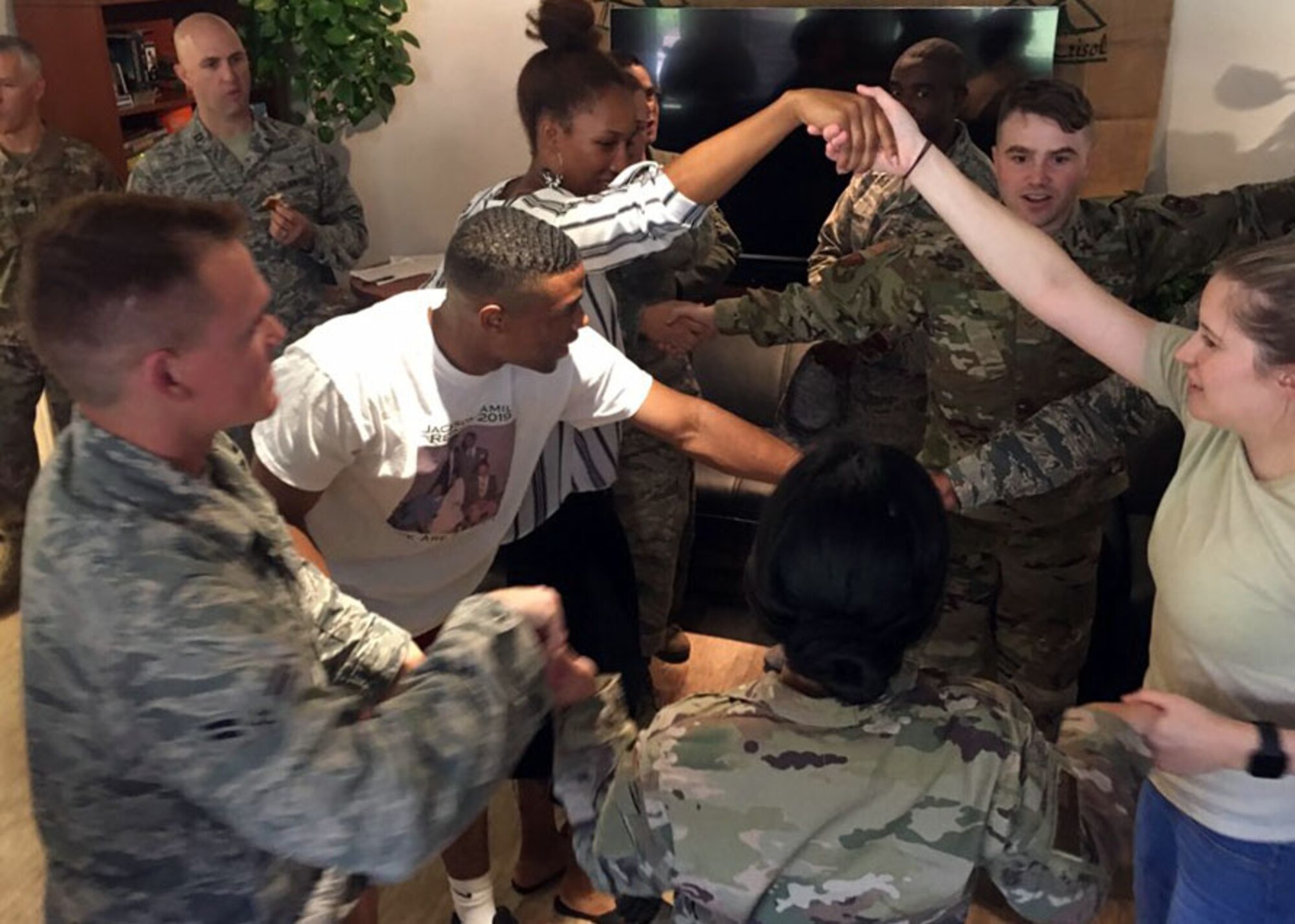 Airmen from the 49th Wing Staff Agencies work together in an exercise during a Unite program Sept. 13, 2019, on Holloman Air Force Base, N.M. The Air Force Services Center started the Unite program, August 2018, as part of Air Force Chief of Staff General David Goldfein’s initiative of revitalizing squadrons. (Courtesy Photo)