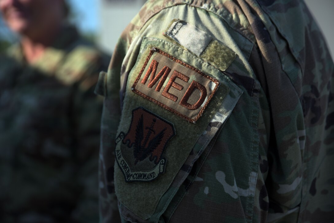 An Airman’s uniform from the 325th Operational Medical Readiness Squadron Ambulance Services Department is pictured Oct. 4, 2019, at Tyndall Air Force Base, Florida. Airmen are trained in the response, transportation, and providing basic emergency medical service when patient care for active duty, their dependents, and retirees is needed. (U.S. Air Force photo by Staff Sgt. Magen M. Reeves)