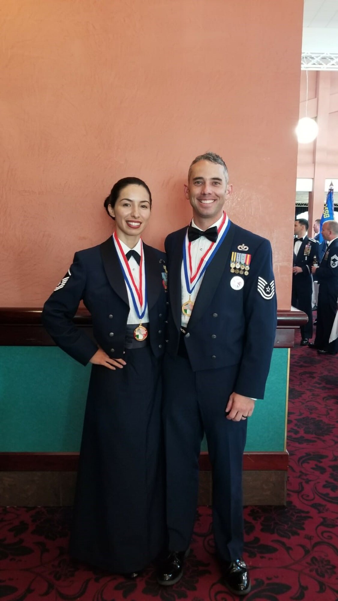 U.S. Air Force Tech. Sgt. Christopher Carey, a 31st Force Support Squadron ALS Instructor from Aviano Air Base, Italy, poses for a photo with his wife. (Courtesy Photo)