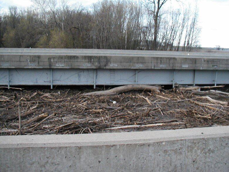 Log jam along Hwy 36