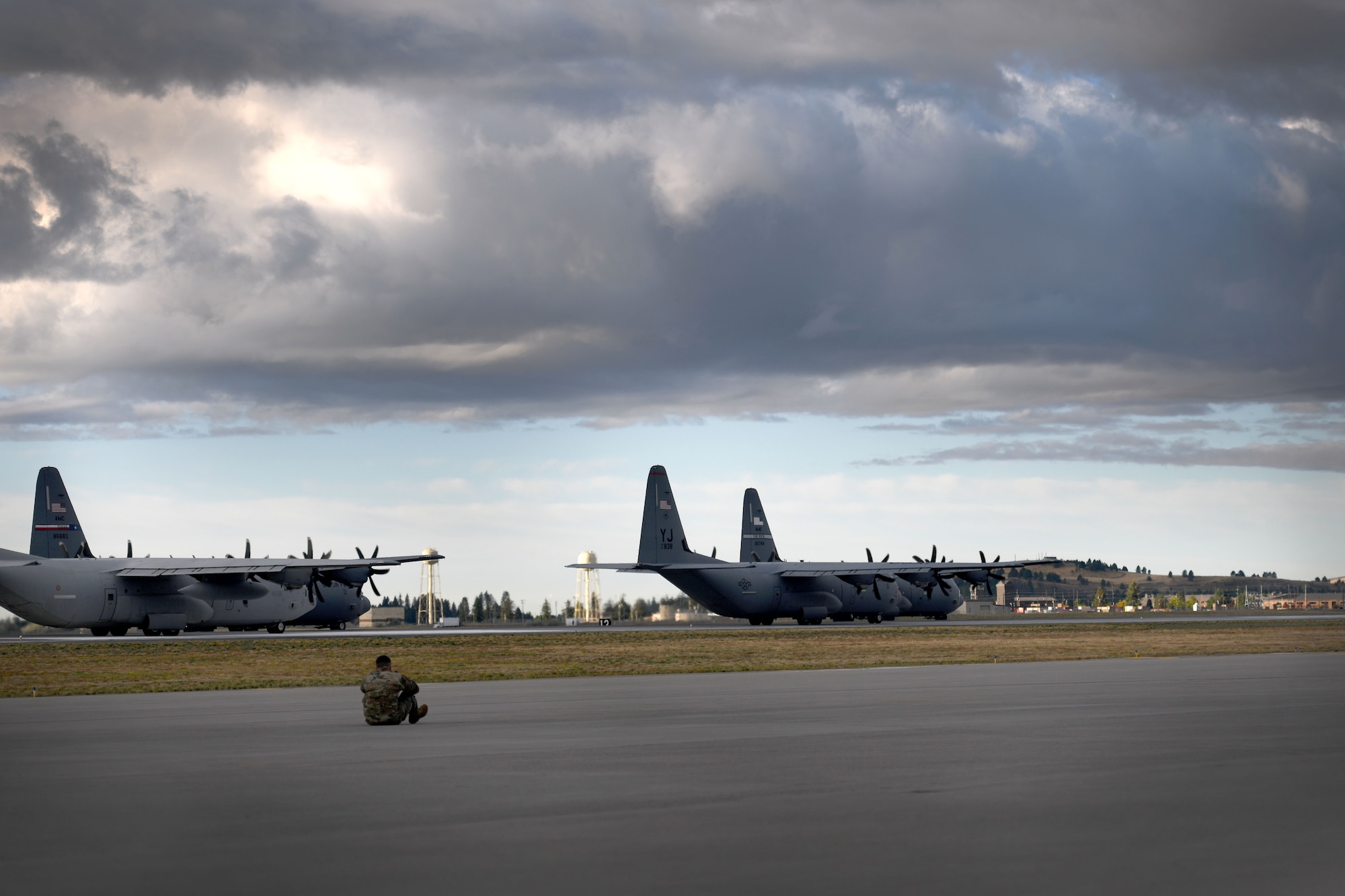 C-130s wait to take off