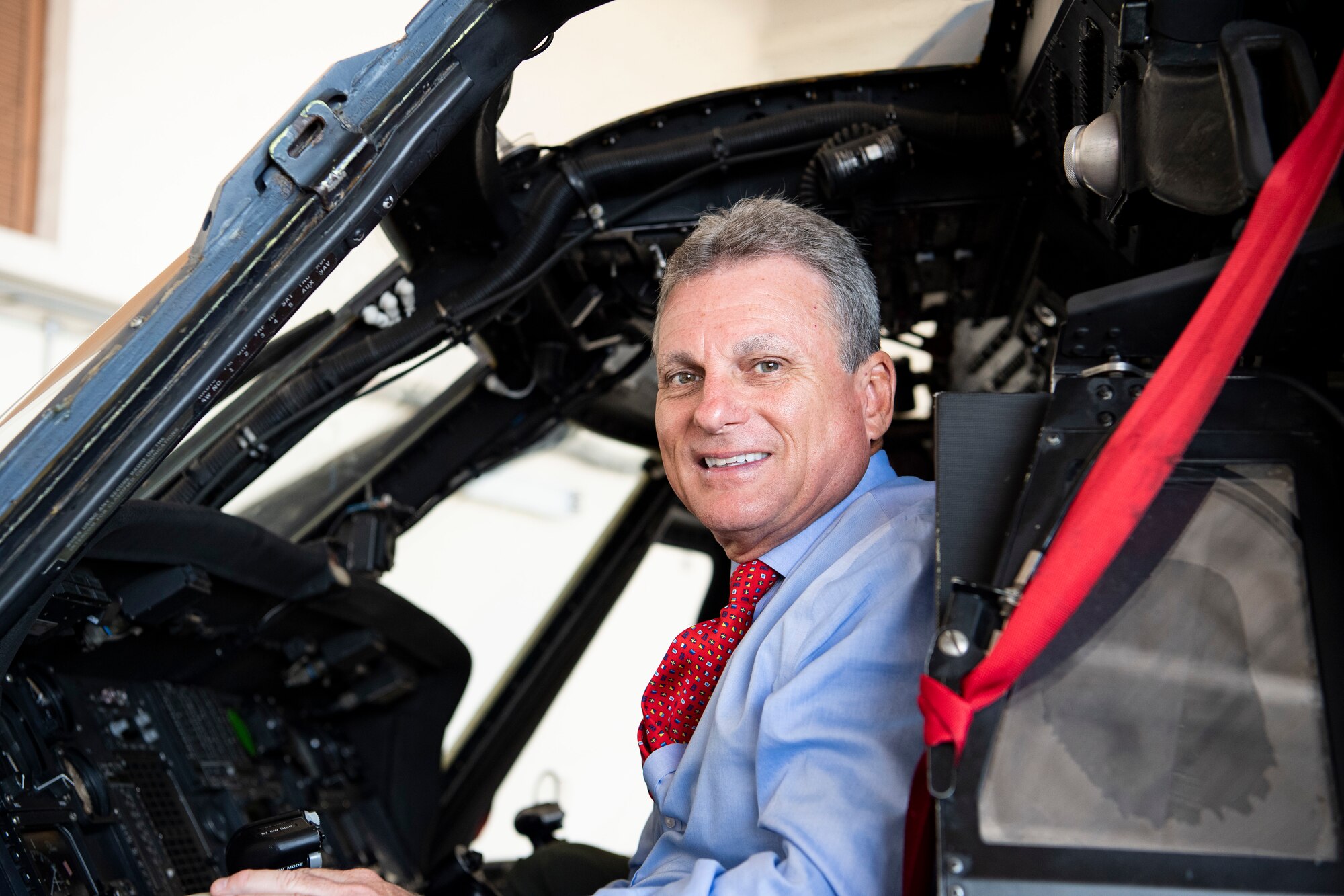 U.S. Representative Buddy Carter, Georgia District 1, poses for a photo inside an HH-60G Pave Hawk at Moody Air Force Base, Ga., Oct. 3, 2019. During his visit, Congressman Carter met Flying Tiger Airmen to learn about their contributions to the 23d Wing mission. (U.S. Air Force photo by Andrea Jenkins)