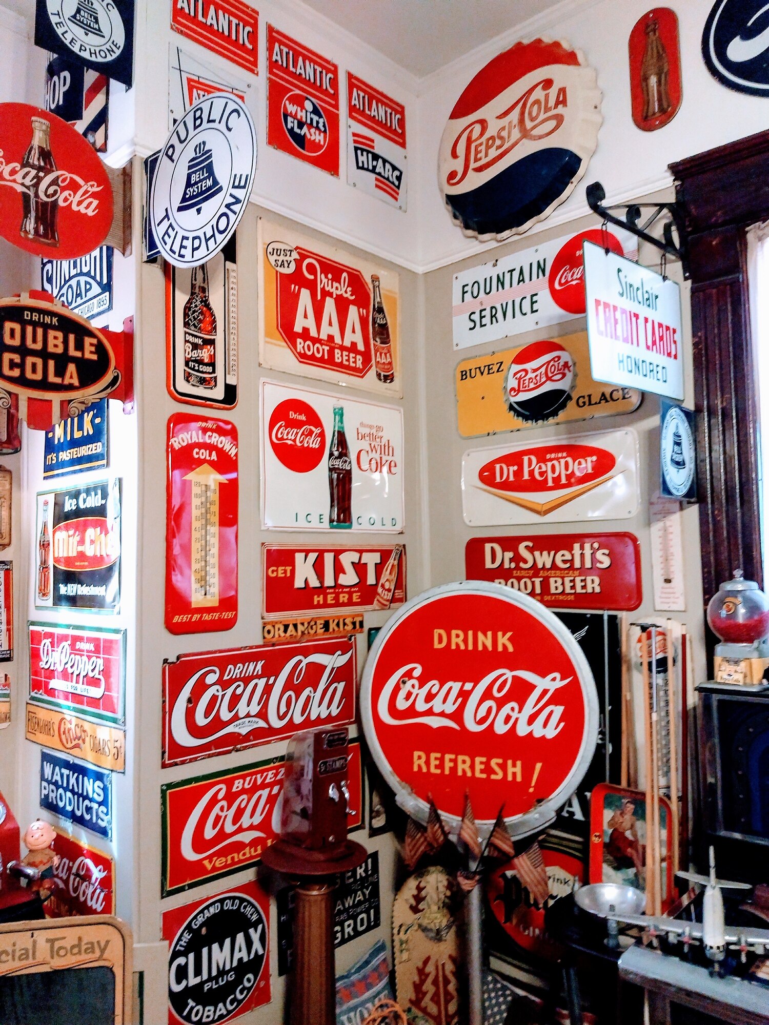 Classic signs advertising various soft drinks are displayed in the home of Jim Raabe, Capital Improvements Branch Systems Safety Program manager at Arnold Air Force Base. (Courtesy photo)