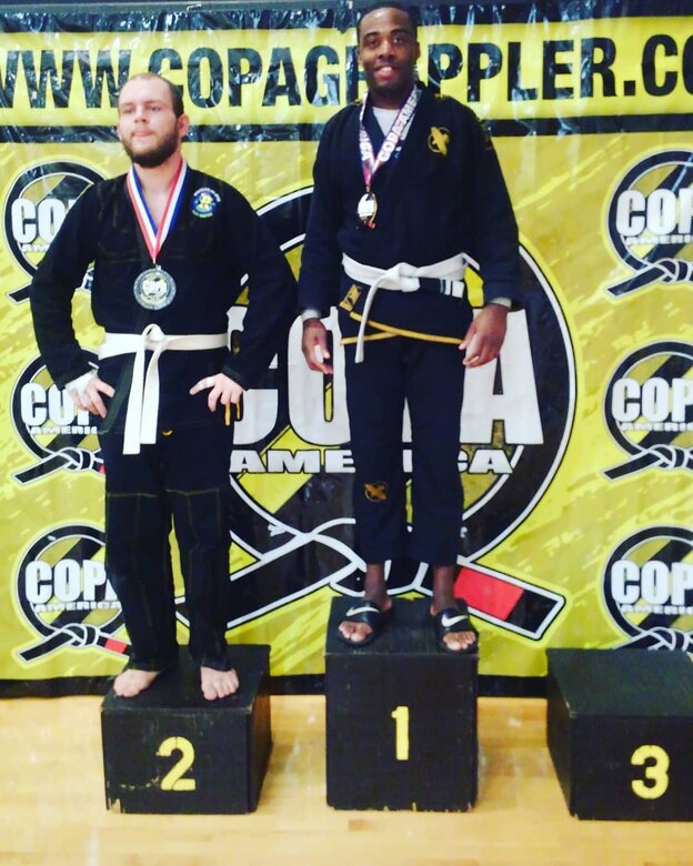 U.S. Army Staff Sgt. Ralph Cajuste wins first place at a Jiu Jitsu competition near Thomasville, Ga in 2019. (Courtesy photo)