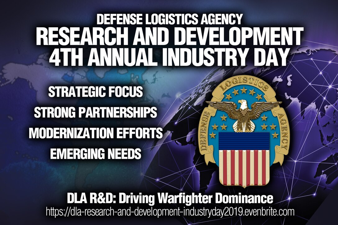 Enterprise Risk Management - text illustration with social icons and tablet computer and mobile cellphones on cyan digital world map background

Defense Logistics Agency Research and Development will host its 4th annual Industry Day for industry and academic partners Nov. 7 from 8 a.m. to 2 p.m. at the McNamara Headquarters Complex.