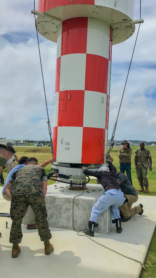 The new AN/FPN-68 Precision Approach Radar’s antenna prepares to be installed Sept. 30, 2019 on Marine Corps Air Station Futenma, Okinawa, Japan. MCAS Futenma is the first Marine Corps Air Station to receive the new radar system. (Courtesy photo by U.S. Marine Corps Staff Sgt. Brian Smith)