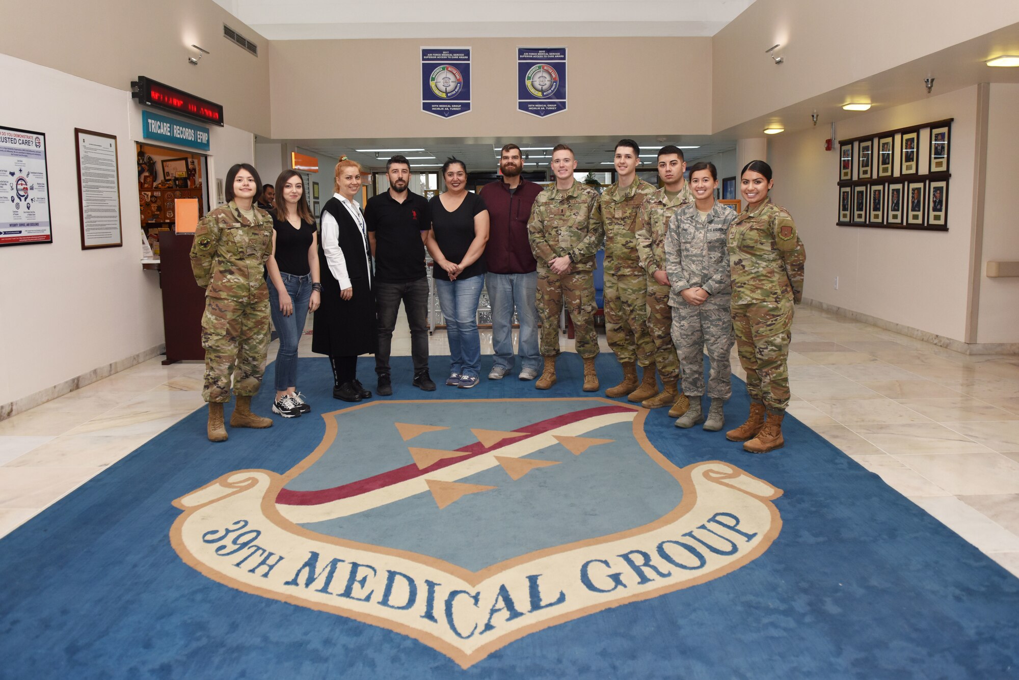 Members of the 39th Medical Support Squadron’s Tricare operations and patient administrations flight pose for a group photo Oct. 7, 2019, at Incirlik Air Base, Turkey. The TOPA flight created a new patient travel request form process which contributed to saving the wing approximately $34,000 and 1,300 man-hours annually. (U.S. Air Force photo by Joshua Joseph Magbanua)