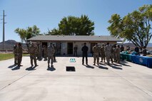 Col. James Price, 432nd Wing/432nd vice commander Air Expeditionary Wing, discussed the importance of taking care of our people at the new Sexual Assault Prevention and Response Office opening at Creech Air Force Base, Nevada, Sept. 30, 2019. During the grand opening, Creech personnel ate barbeque provided by the USO, learned about the resources offered by the SAPR Office and toured the new facility. (U.S. Air Force photo by Senior Airman Lauren Silverthorne)