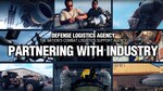 Montage of photos from video with title, "Defense Logistics Agency, the Nation's Combat Logistics Support Agency. Partnering with Industry."