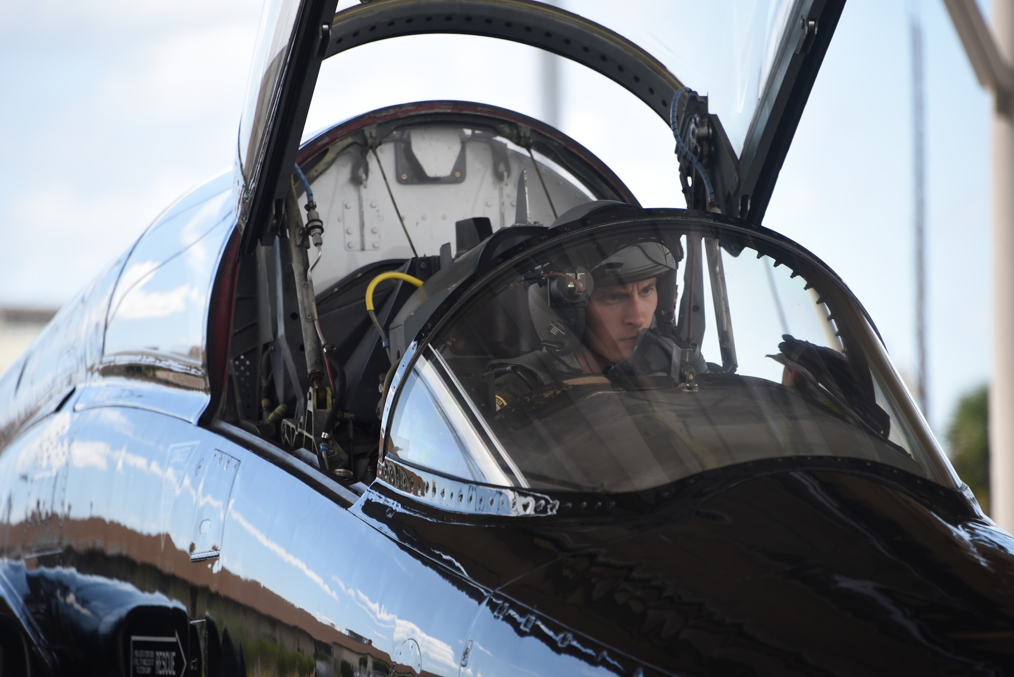 Tyndall Air Force Base evacuated assets to avoid the path of Hurricane Michael Oct. 8, 2018. The aircraft will reposition to Wright-Patterson Air Force Base, Ohio, and other locations around the country.  Evacuated aircraft will return when the storm danger has passed. (U.S. Air Force photo by Airman 1st Class Solomon Cook)