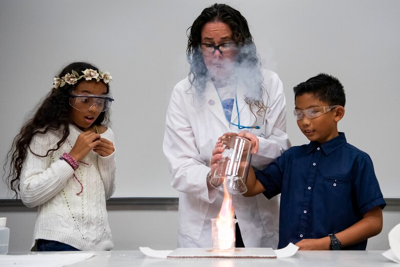 U.S. AIR FORCE ACADEMY, Colo. --  A group of local school children take part in "Audience with an Astronaut" at the Air Force Academy, Oct. 9, 2019. The event highlighted the importance of science, engineering, technology and math education as well as the role of the space industry.  (U.S. Air Force photo/Joshua Armstrong)