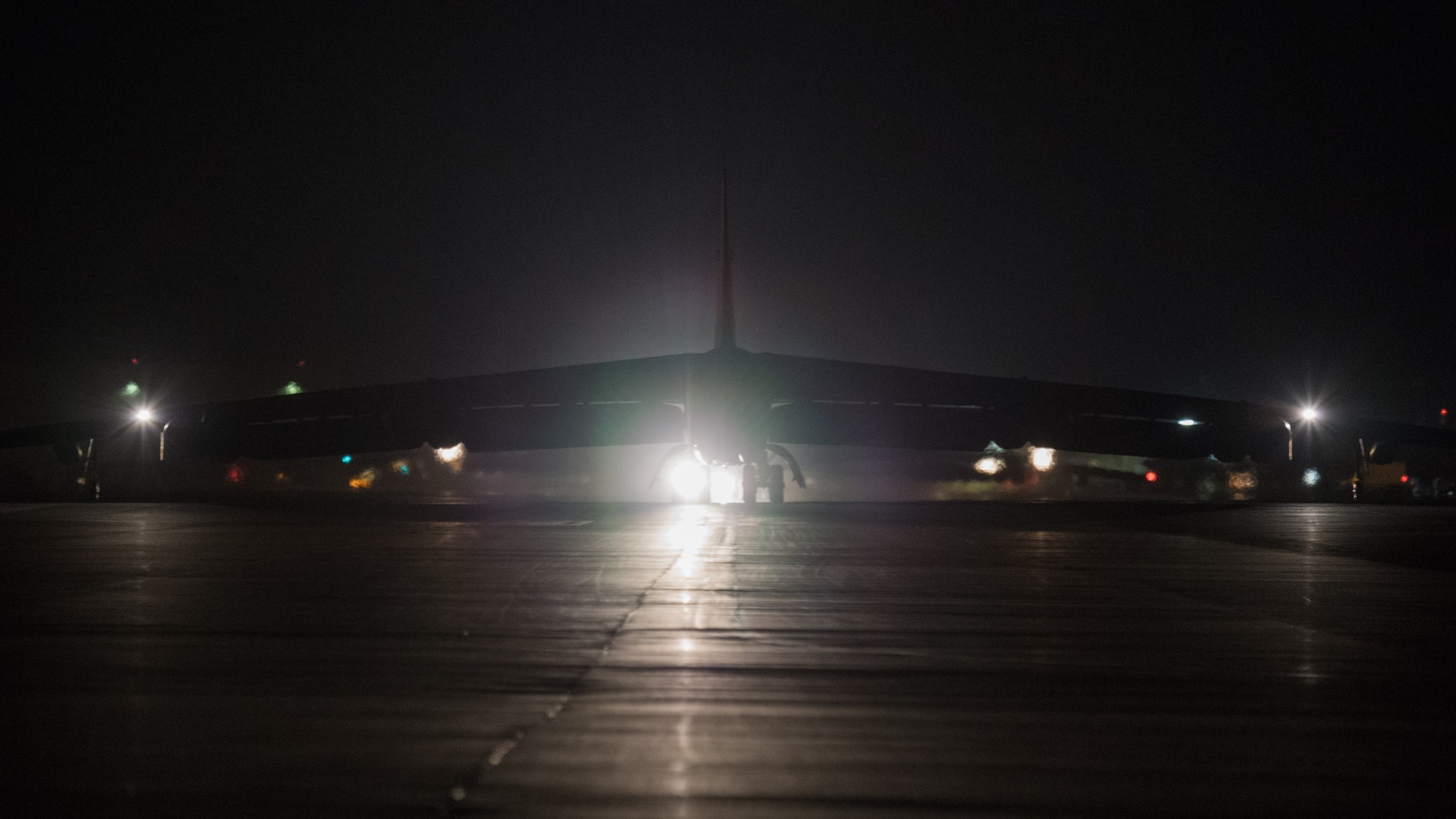 A B-52H Stratofortress taxis before takeoff Oct. 10, 2019, for a Bomber Task Force deployment from Barksdale Air Force Base, Louisiana, to Royal Air Force Fairford, England.