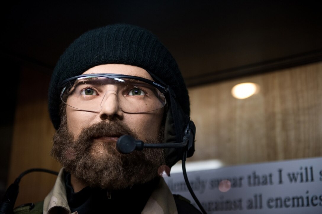 A display of U.S. Air Force Tech. Sgt. John A. Chapman in the Airman Heritage Museum on Oct. 8, 2019, at Joint Base San Antonio-Lackland, Texas. Chapman distinguished himself as an Air Force Special Tactics Combat Controller, attached to a Navy Sea, Air, and Land (SEAL) Team conducting reconnaissance operations in Takur Ghar, Afghanistan, on Mar. 4, 2002. (U.S. Air Force photo by Sarayuth Pinthong)