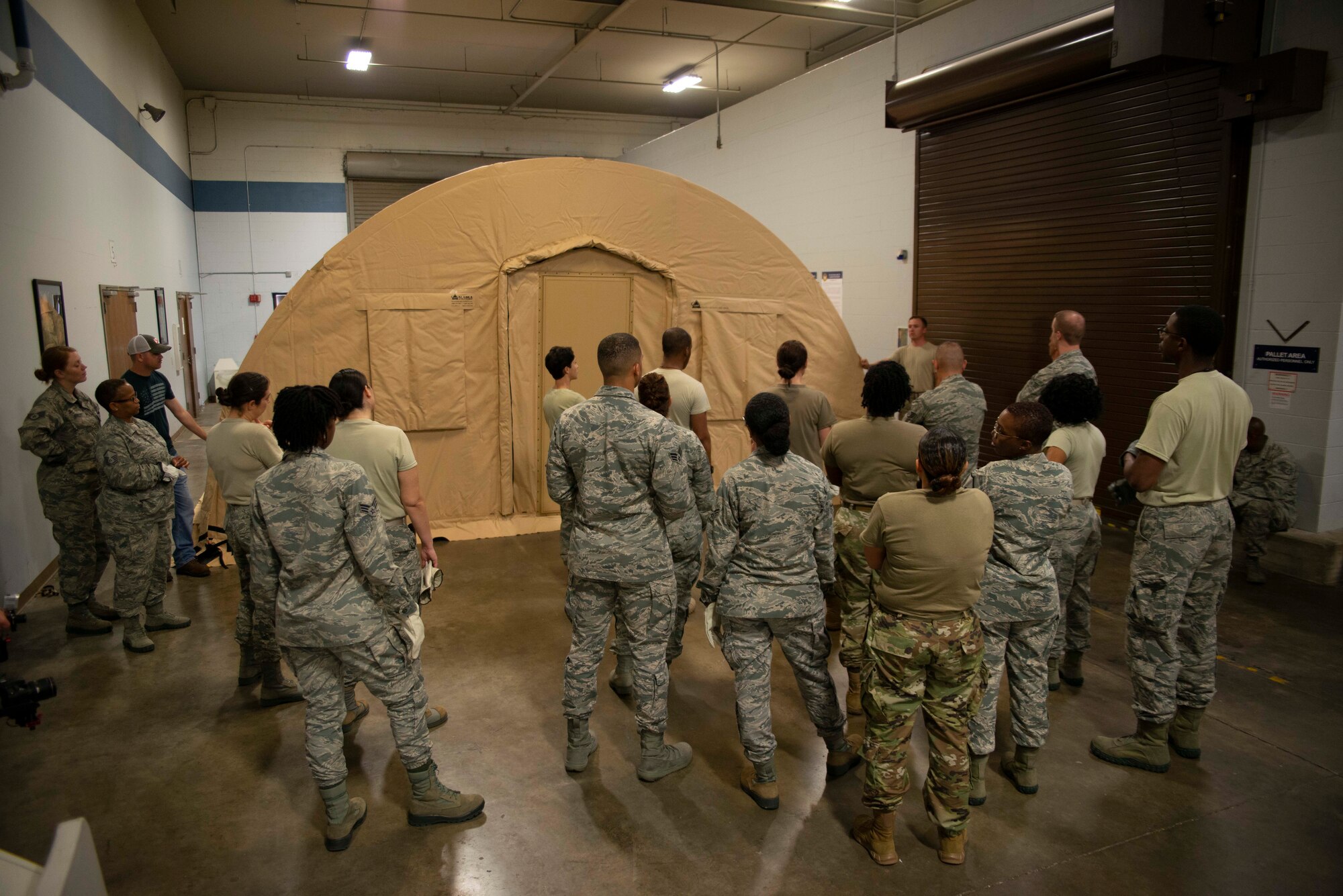 913th Force Support Squadron practices tent build operations at Little Rock Air Force Base, Ark, October 6, 2019. The ability to properly prepare and build a tent is essential for deployment or humanitarian environments. FSS provides the Air Force a range of services, from quality of life programs to combat support operations. (U.S. Air Force Reserve photo by Senior Airman Chase Cannon)