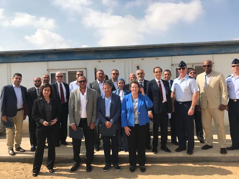 Team members from the U.S. Air Force Security Assistance and Cooperation Directorate, U.S. Army Corps of Engineers and the contractor, AICI. All worked closely with the Egyptian Air Force Armament Department to bring Peace Vector VII to the ribbon cutting.