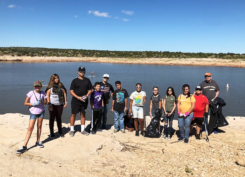 Some of the volunteers who came out for National Public Lands Day at Santa Rosa Lake, N.M., Sept. 21, 2019.