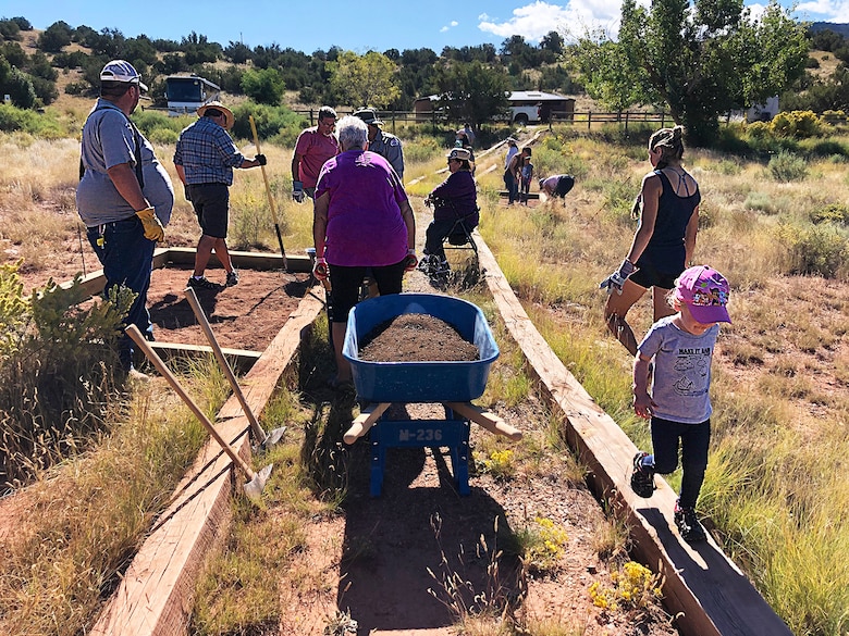 Volunteers create a new pollinator garden and pathway at Abiquiu Lake during National Public Lands Day, Sept. 28, 2019.