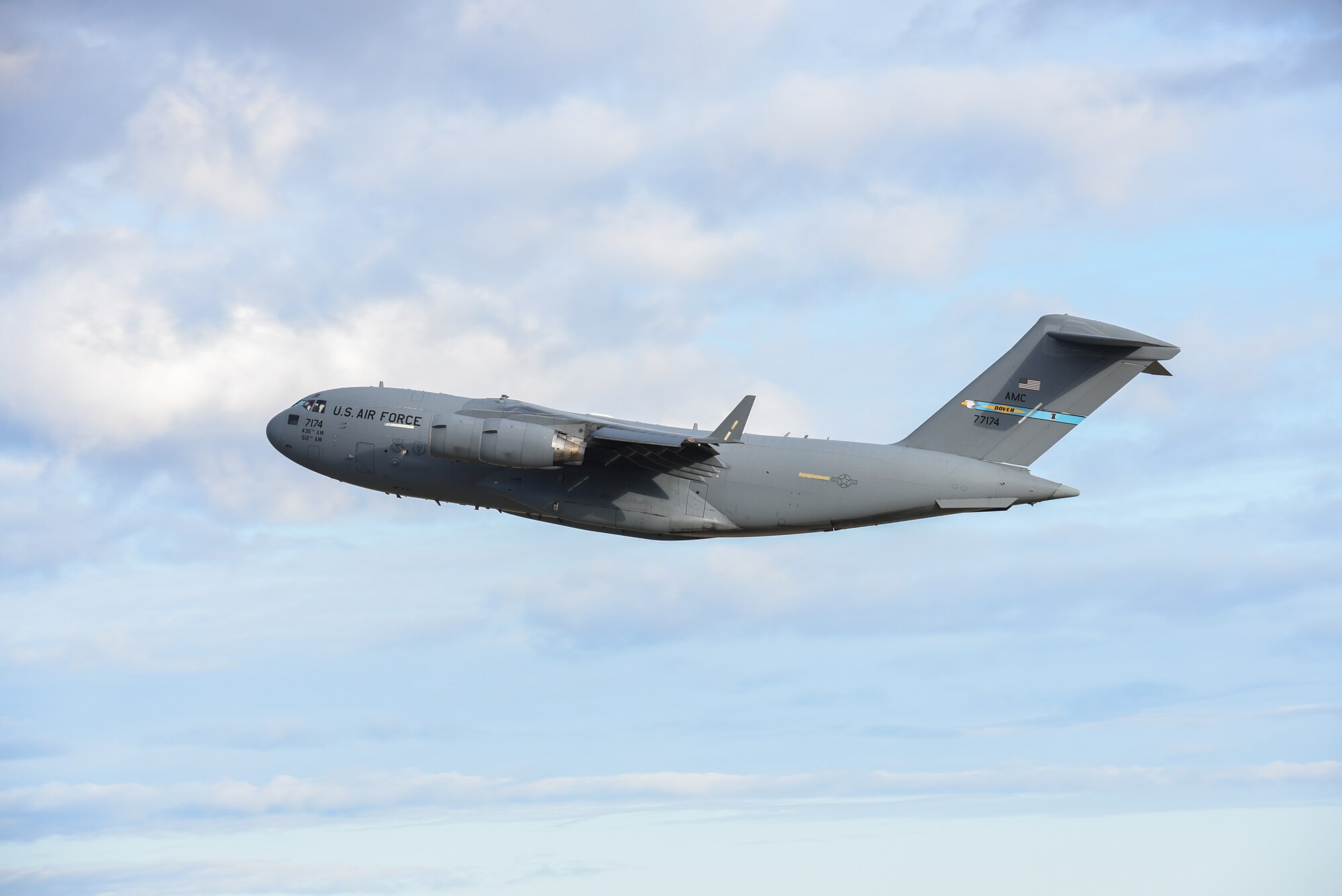 A C-17 Globemaster III takes off during exercise Mobility Guardian 2019