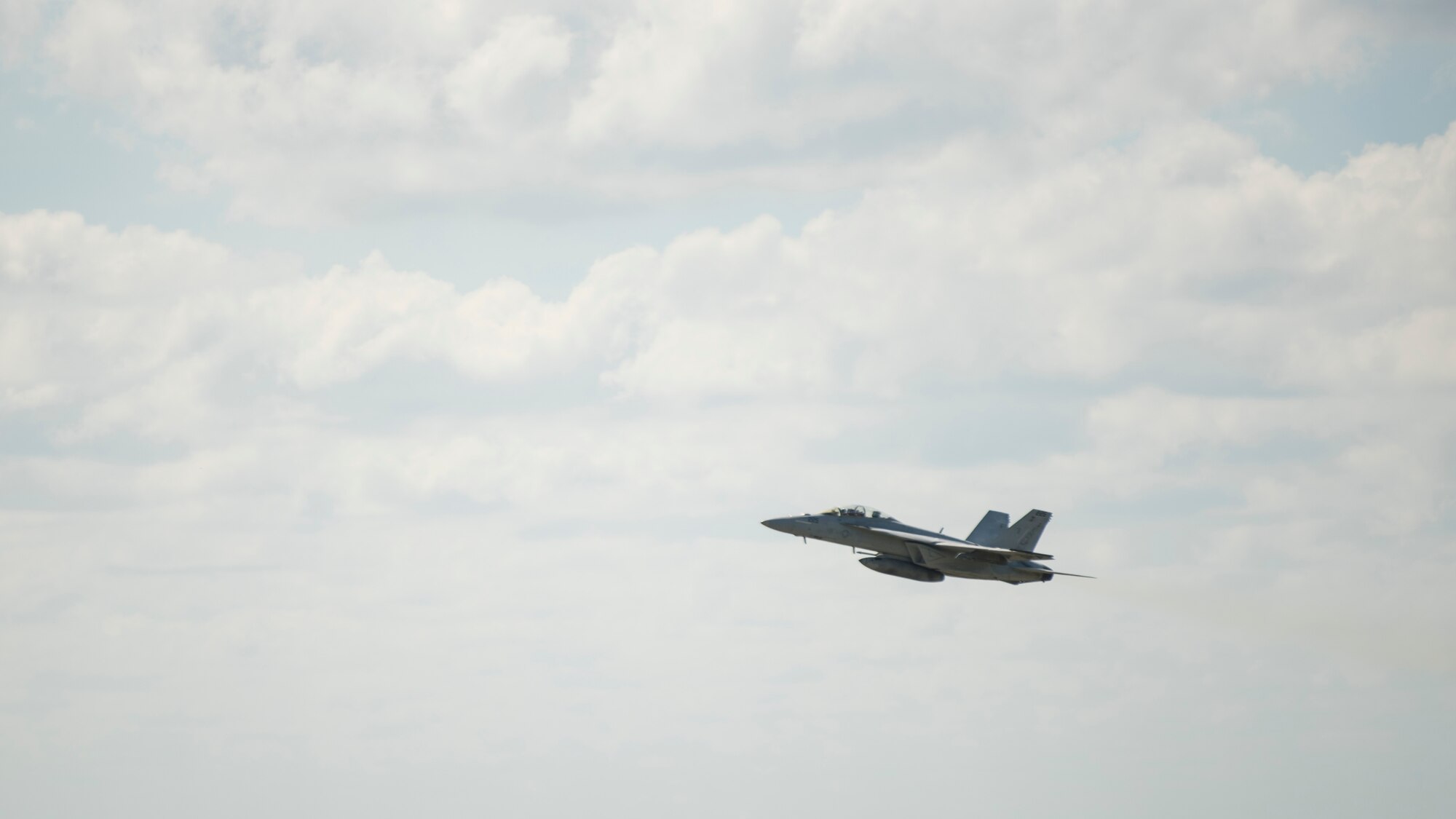 A U.S. Navy Strike Fighter Squadron 106 F/A-18F Super Hornet aircraft from Naval Air Station (NAS) Oceana. Va., flies over MacDill Air Force Base, Fla., Oct, 4, 2019.