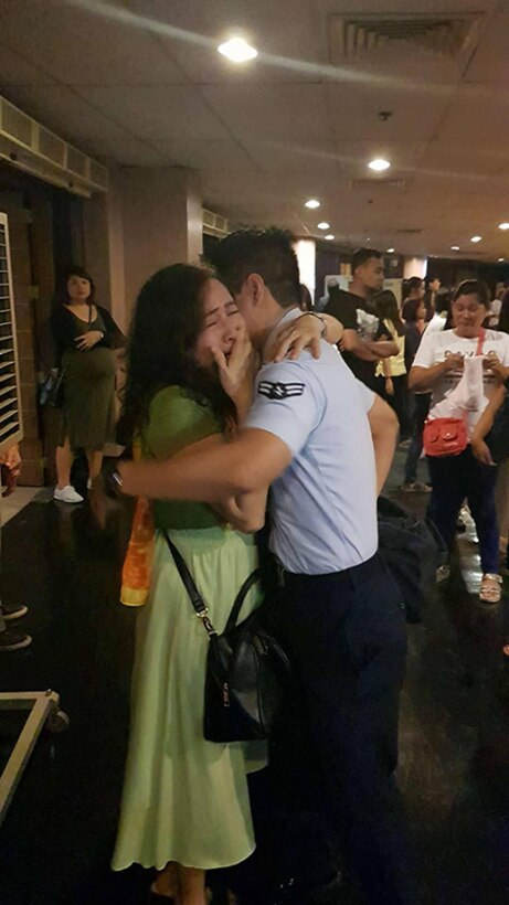 U.S. Air Force Senior Airman Earol Mora reunites with his mother in the Philippines after not seeing her for 15 years. (Courtesy Photo Submission)