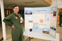 U.S. Marines with the Chemical Biological Incident Response Force (CBIRF) participate in a CBIRF Hispanic Heritage Month celebration aboard Naval Support Facility Indian Head, Md., October 11, 2019. Some of the Marines at CBIRF put together posters to show different Hispanic countries and information about them. (Official USMC photos by SSgt Kristian S. Karsten)