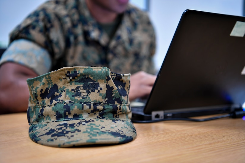 U.S. Marine Corps Sgt. Mathew Torres, Marine Wing Support Squadron 475 fuels chief, looks over study material for Airman Leadership School Oct. 7, 2019 at Kish ALS on Joint Base McGuire-Dix-Lakehurst, New Jersey. For the first time in recorded history, Kish ALS will graduate a class consisting of military individuals from the U.S. Air Force, U.S. Navy, U.S. Marine Corps, U.S. Army and U.S. Coast Guard.