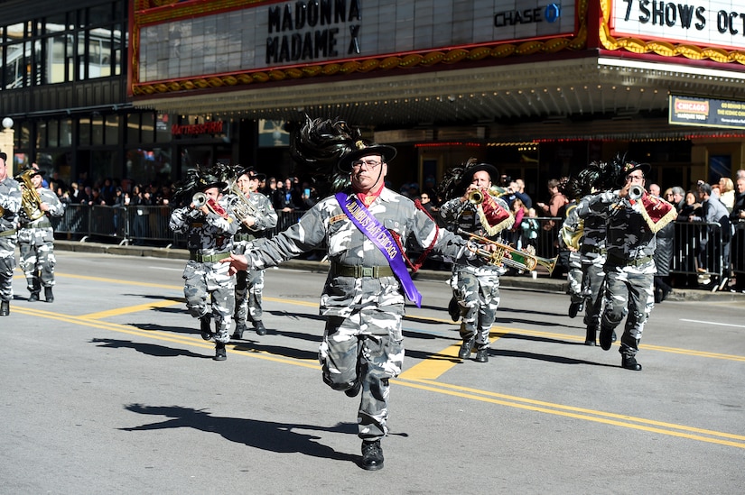 The Bersaglieri Marching Band, a military marching band from the island of Sicily, performed at the 67th Annual Columbus Day Parade in Chicago, October 14, 2019.