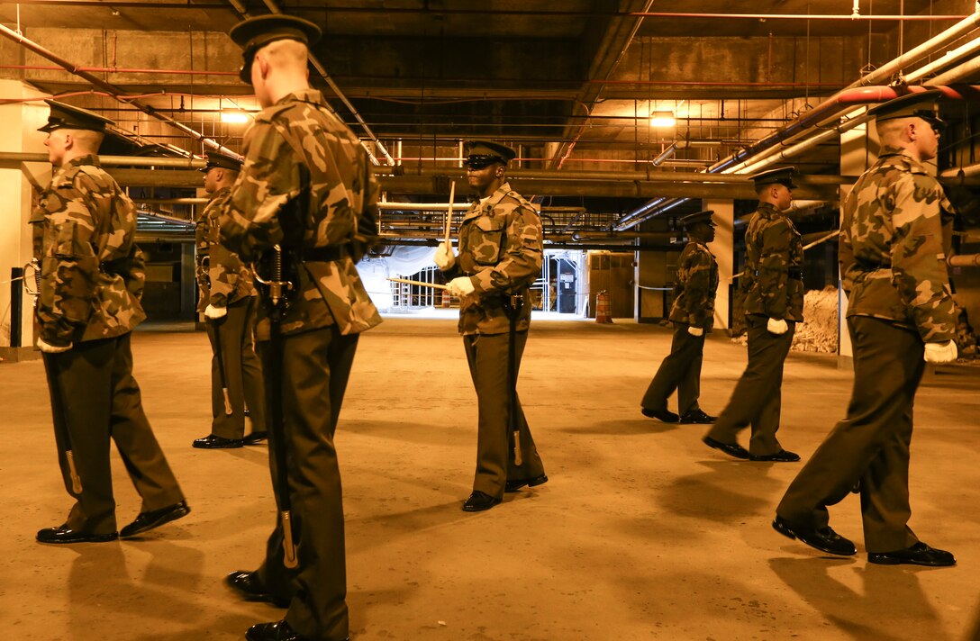 Each year, the Marines spend countless hours perfecting Barracks drill fundamentals in preparation for upcoming ceremonial commitments.